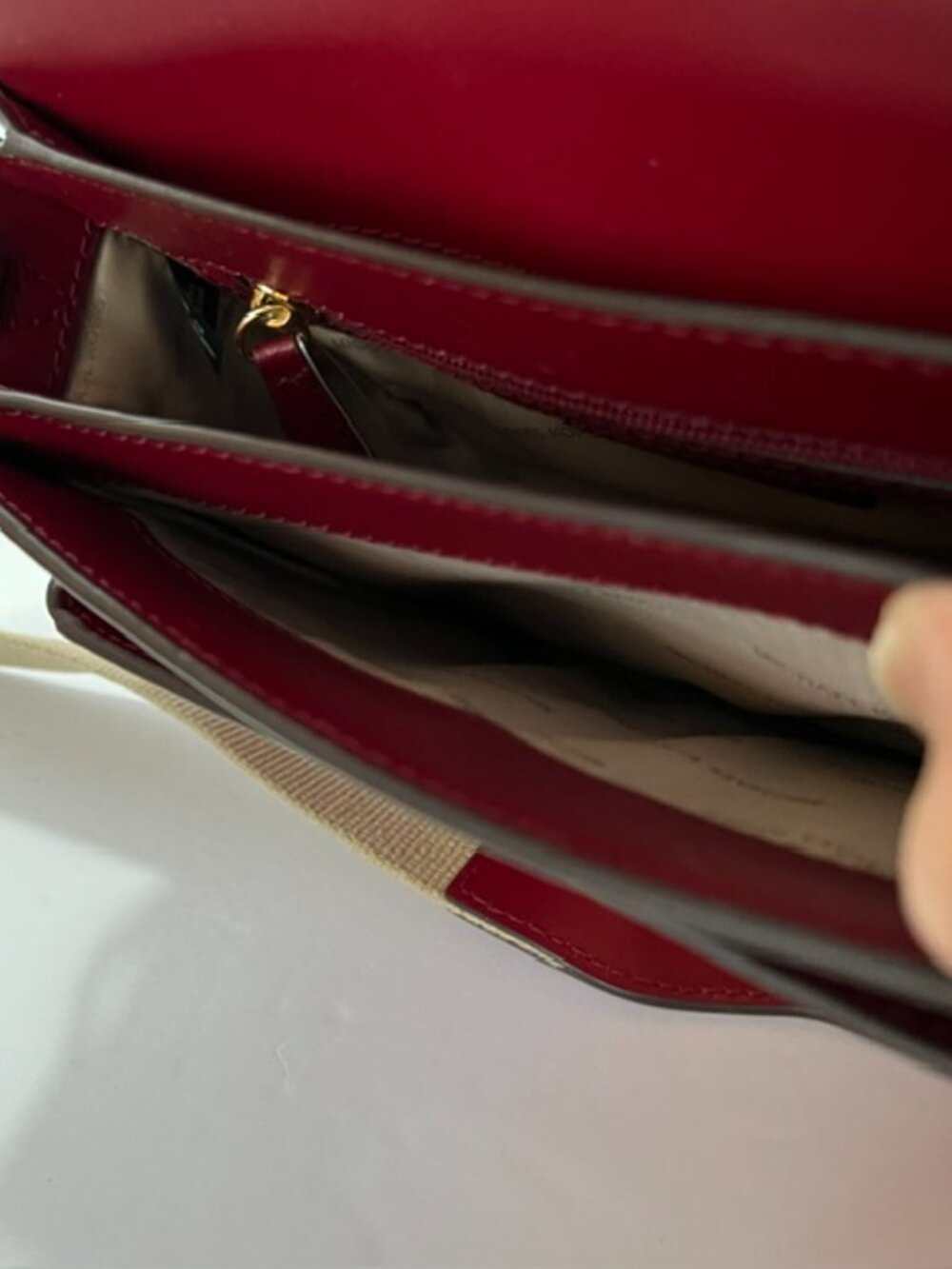 Michael Kors Leather Sloan Editor Large Shoulder Bag Dark Cherry 2 Straps - Picture 14 of 14